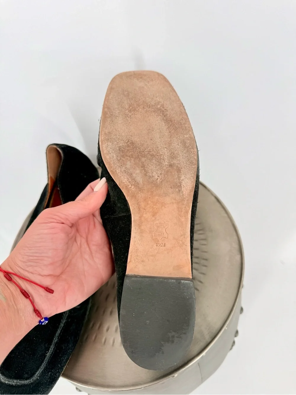 Tory Burch Black Suede Logo Loafers Gold Hardware Women’s Size 9.5